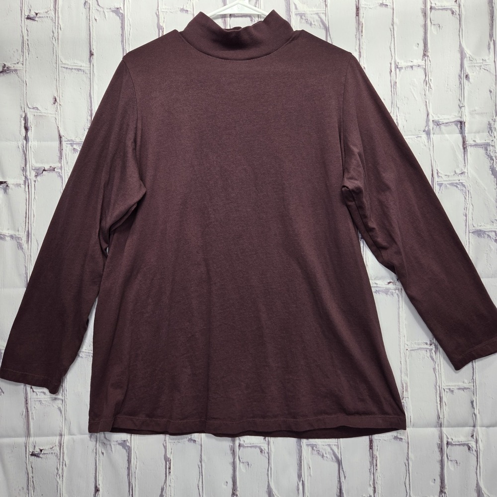 Roaman's Womens Size Large 18/20‎ Pullover Top Mock Solid Gray Long Sleeve Shirt